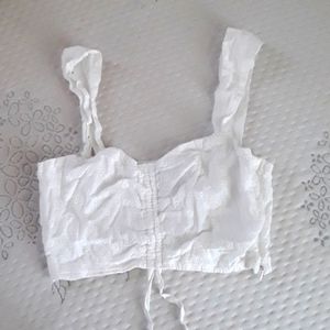 White summer scrunch crop top